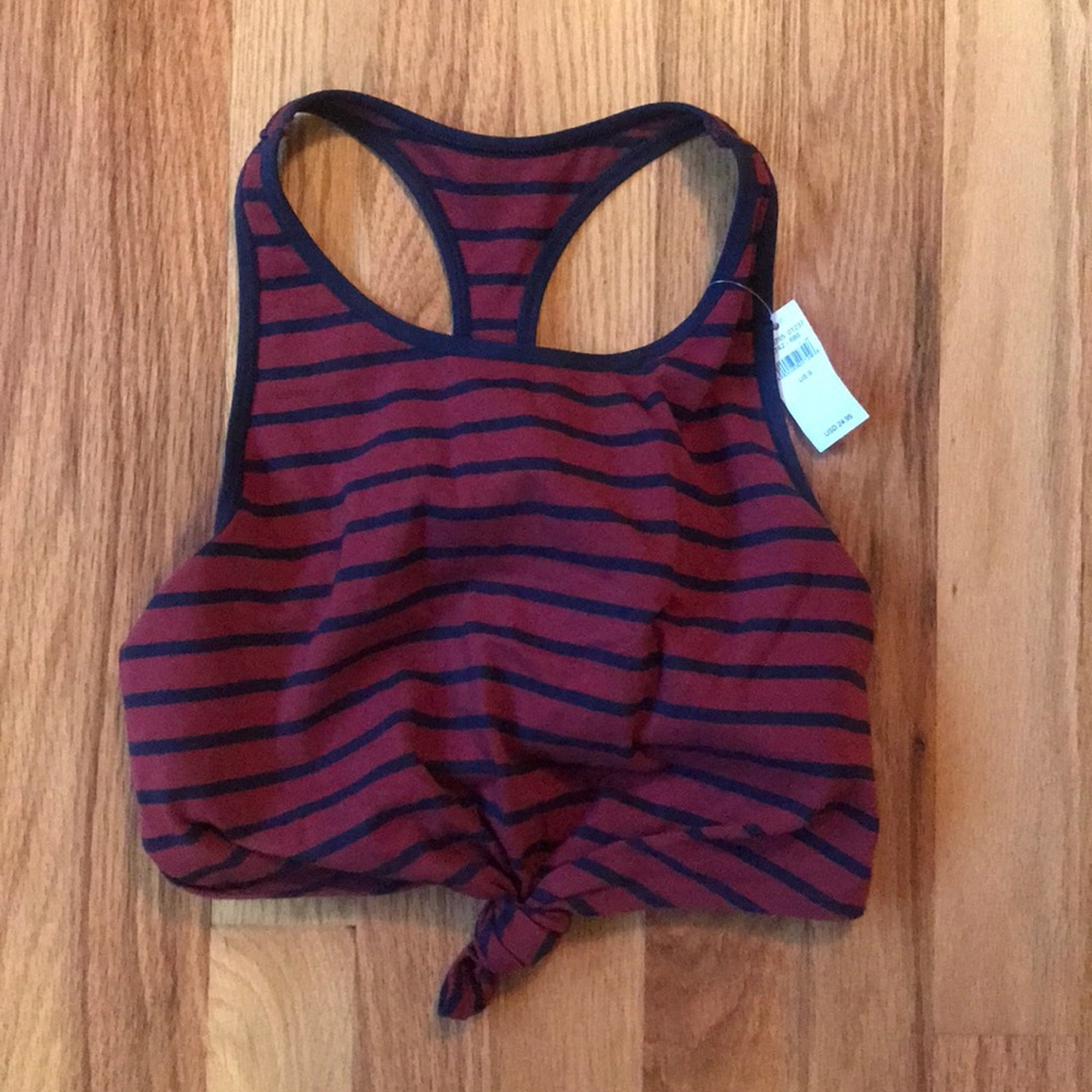 Tie Front Stripped Crop Top